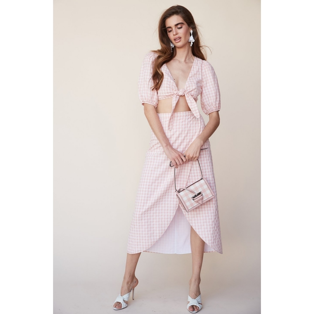 LPA 148 Baby Pink Gingham Skirt